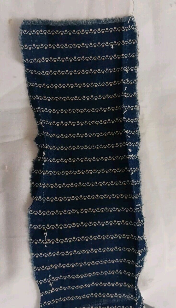 18 Indigo Blue Fabric Strips from 1800s
