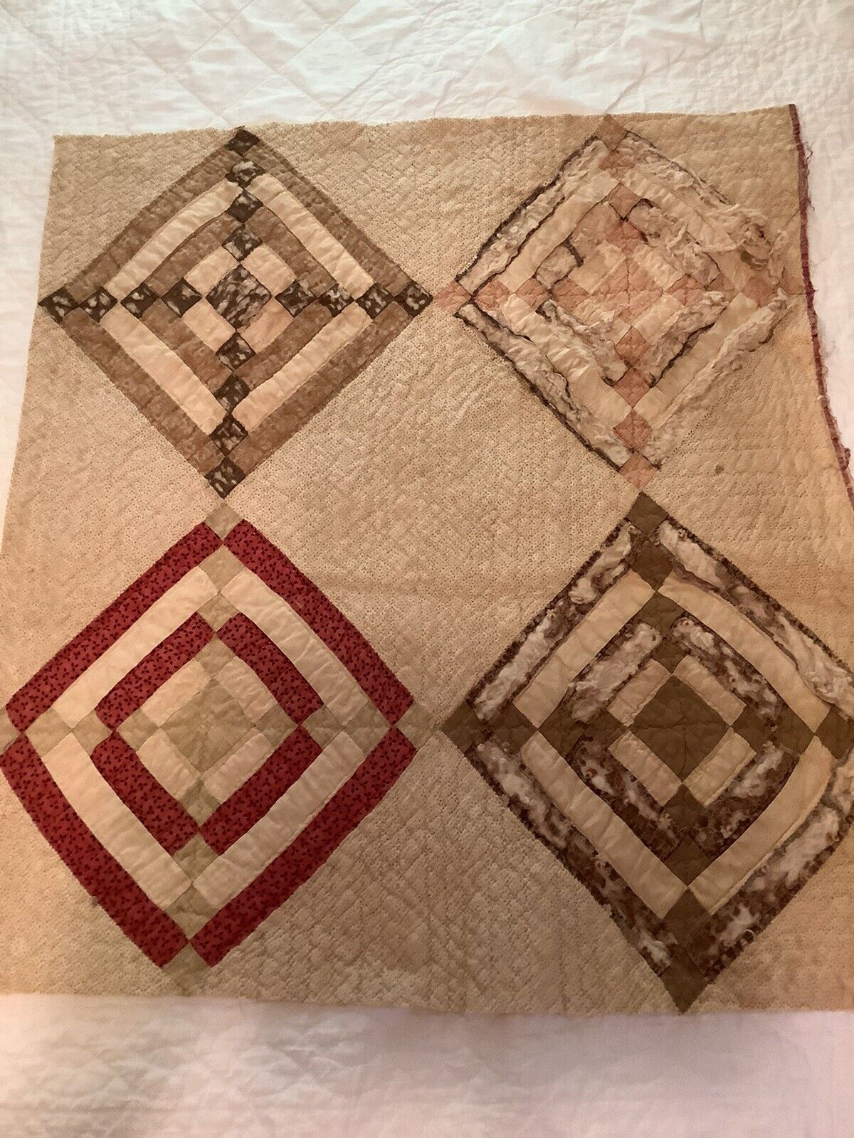 1800s Hand Quilted Patchwork Cutter Quilt Piece