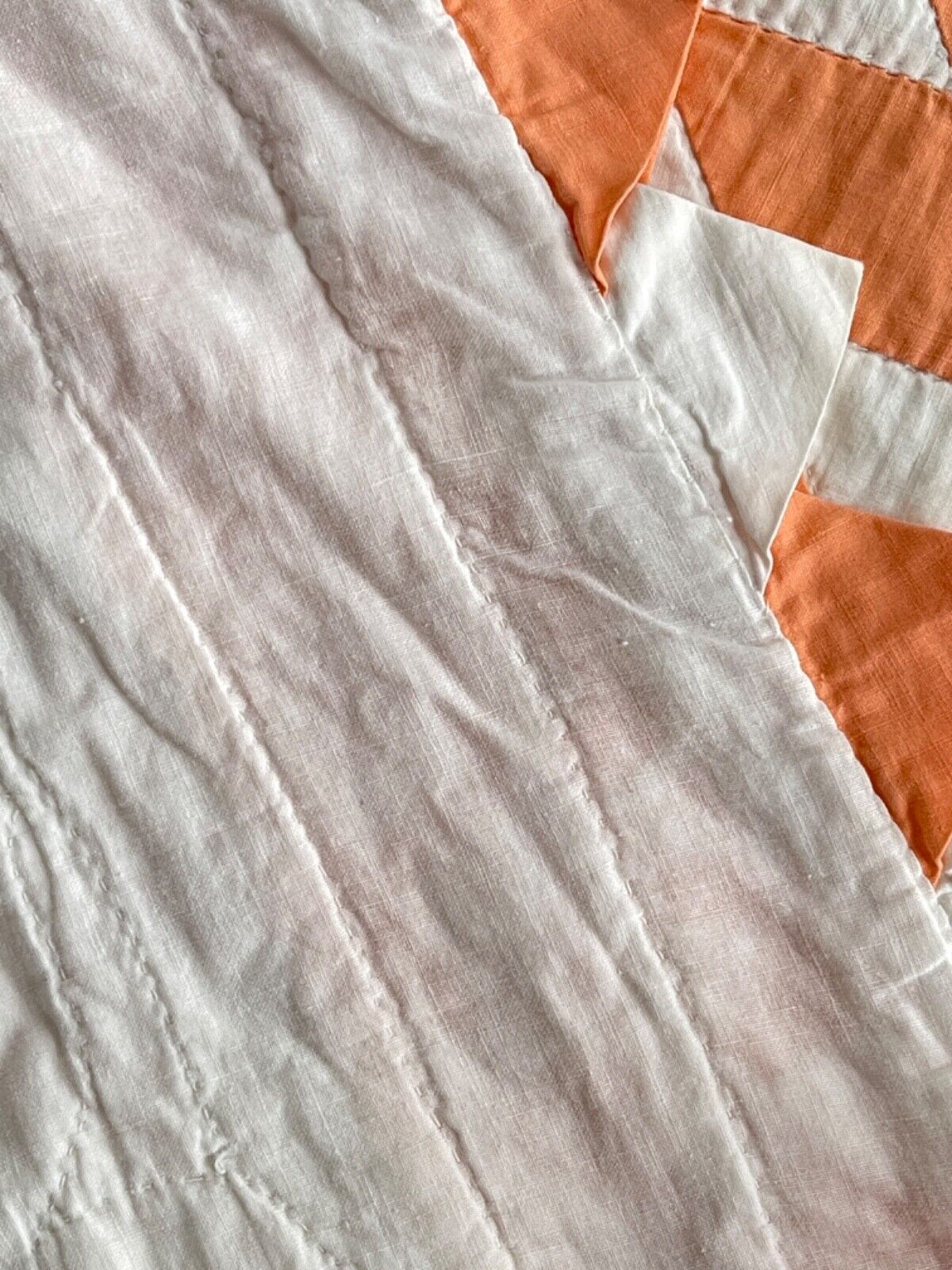 Peach Pink & White Vintage Lone Star Quilt