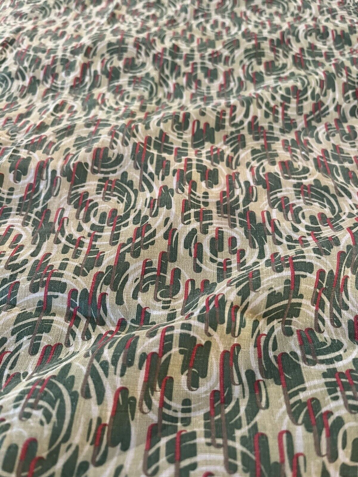 1800s Green Antique Quilt Fabric Backing 62"x82