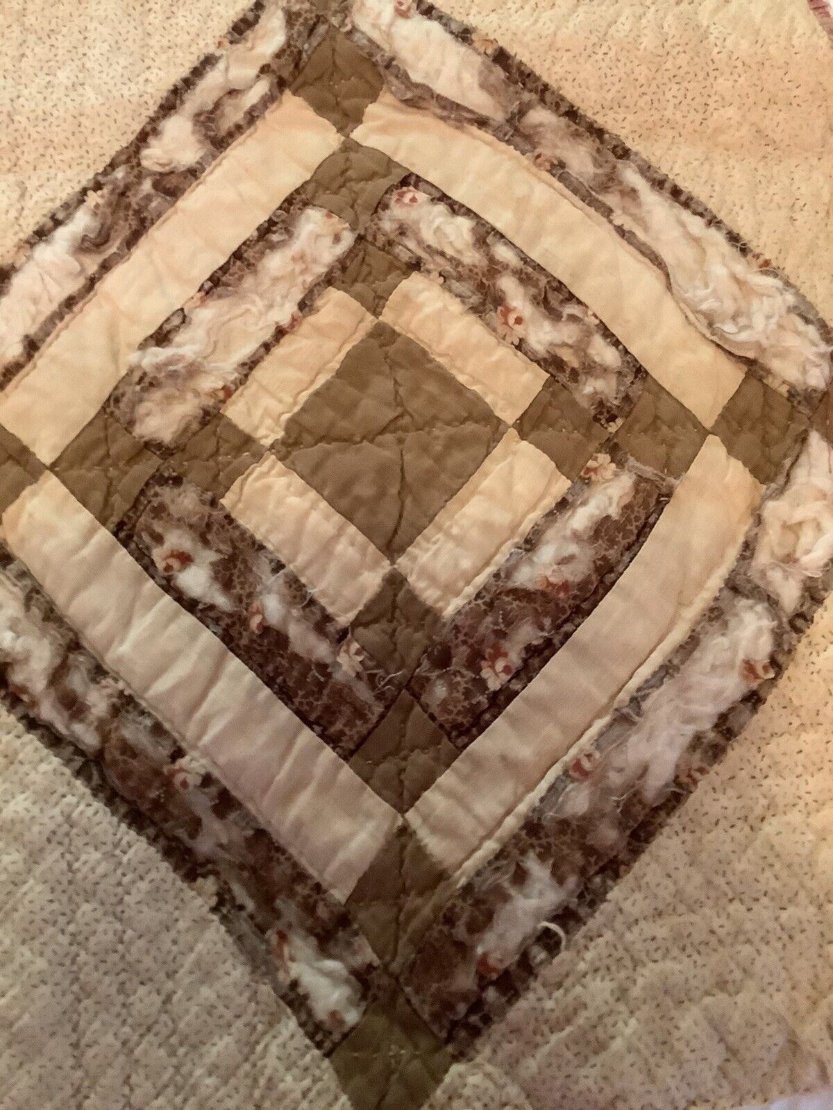 1800s Hand Quilted Patchwork Cutter Quilt Piece