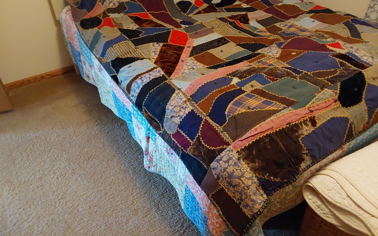 Antique Early 1900s Crazy Quilt 82x66