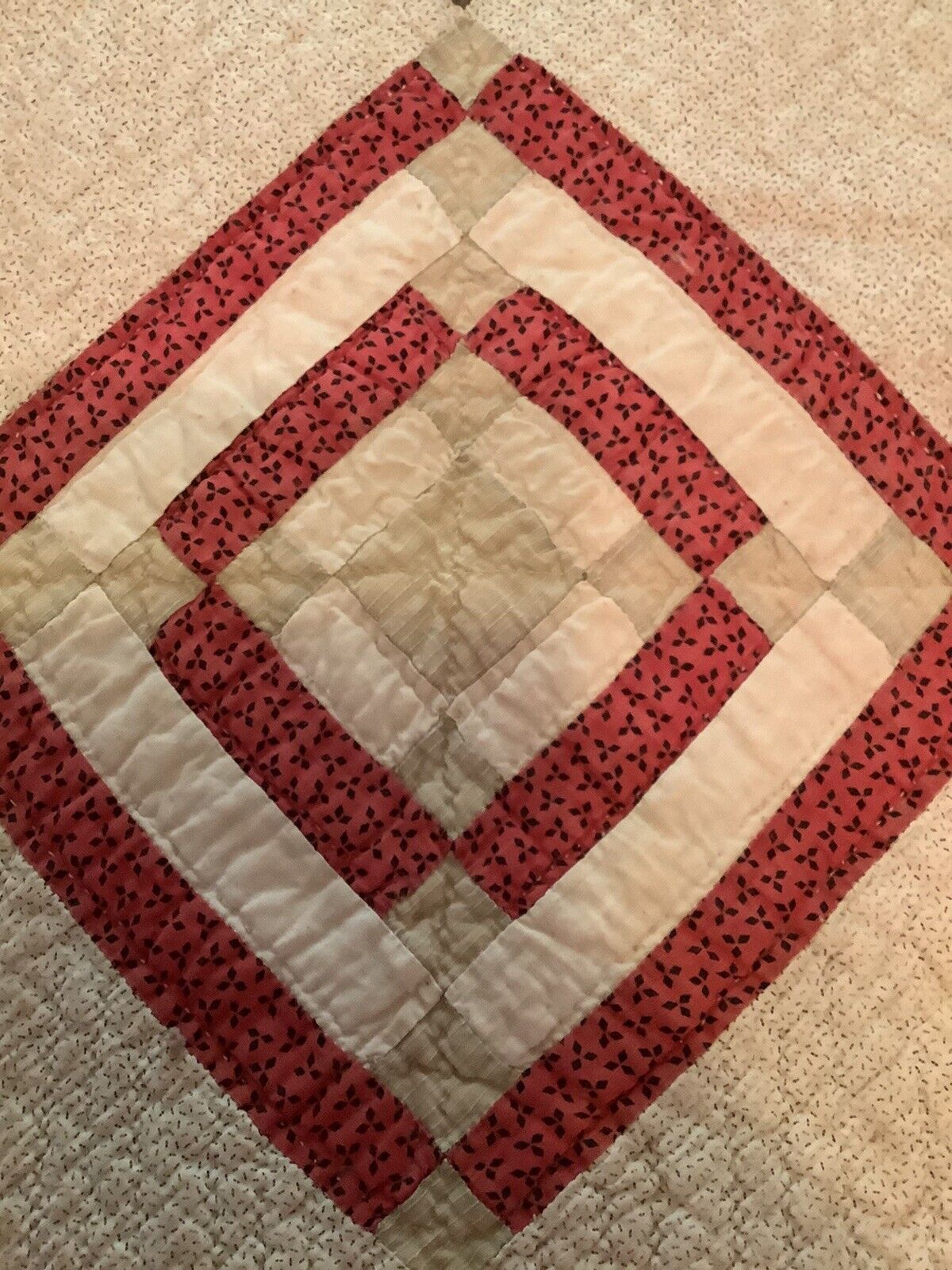 1800s Hand Quilted Patchwork Cutter Quilt Piece