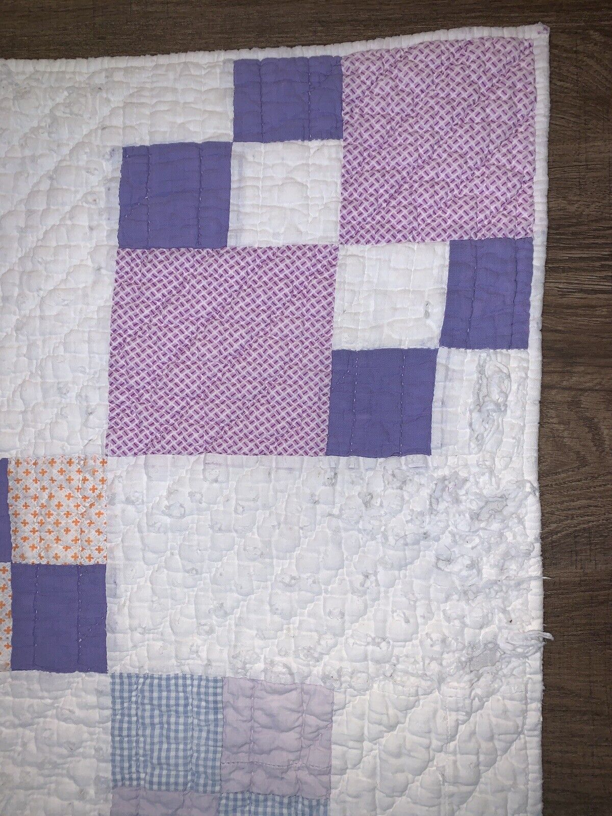 Early 1900s Pastel Block Quilt 74" x 60