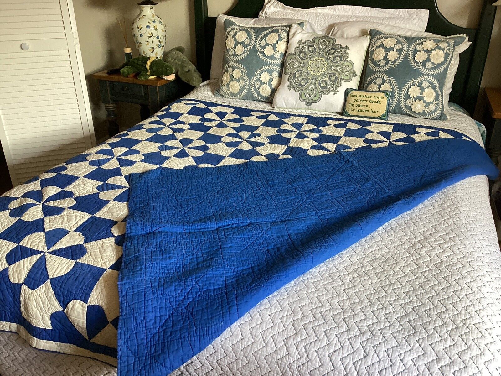1900s Antique Blue and White Quilt by BURMA PURDY