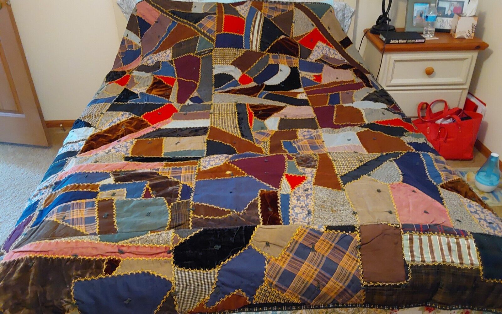 Antique Early 1900s Crazy Quilt 82x66