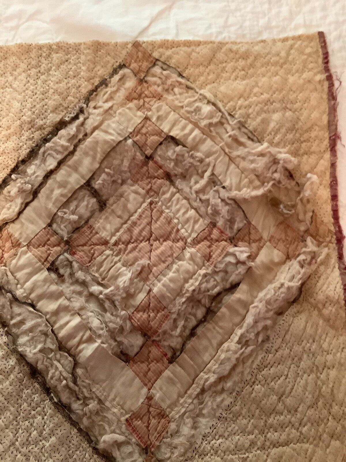 1800s Hand Quilted Patchwork Cutter Quilt Piece