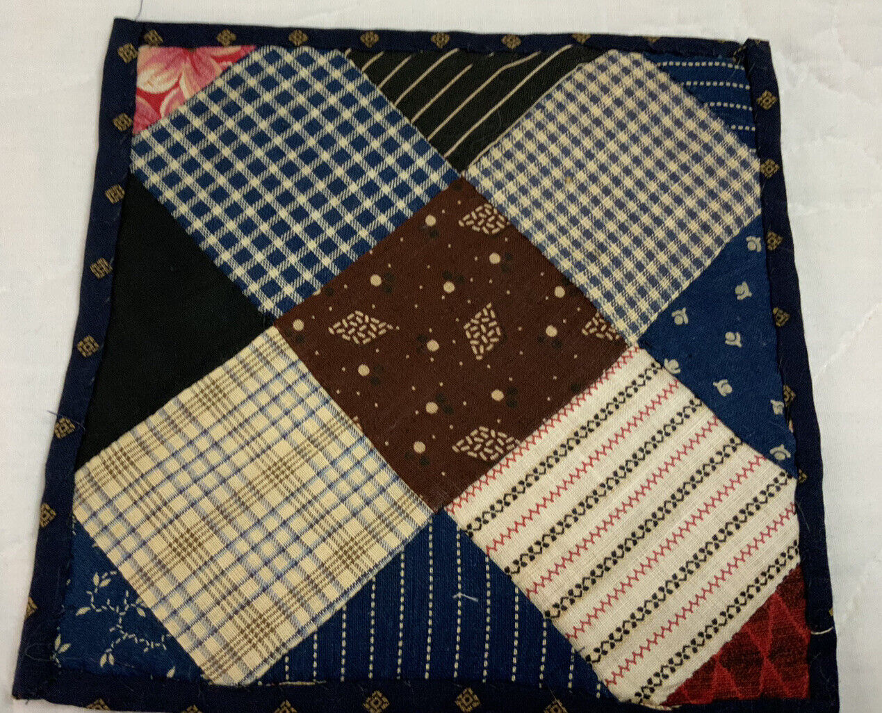 Antique Patchwork Quilt Tabletop Decor, Early 1900s