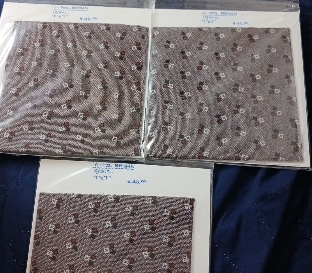 Set of 32 Vintage 19th Century Brown Fabrics