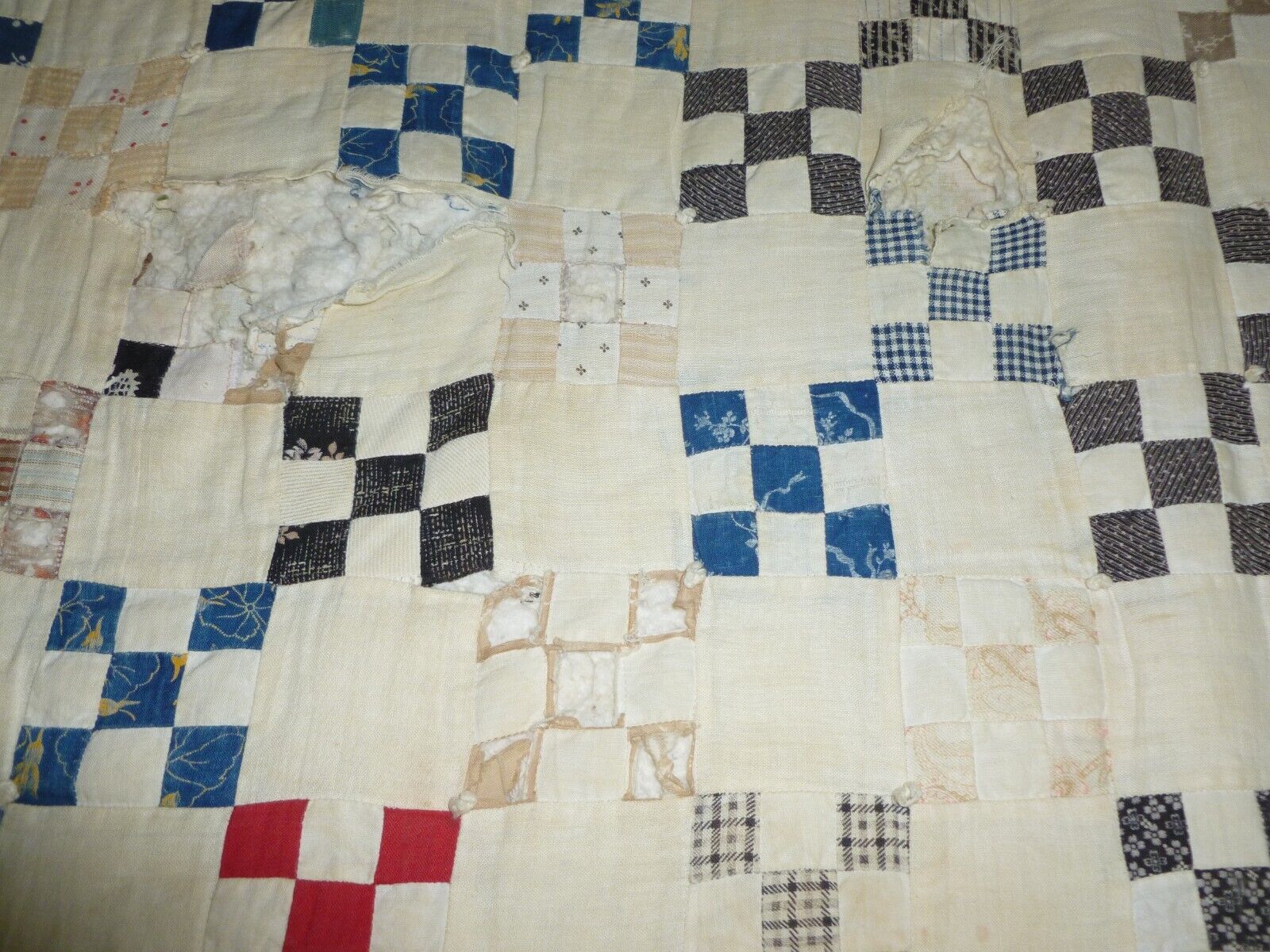 Early 1900s Nine Patch Antique Quilt