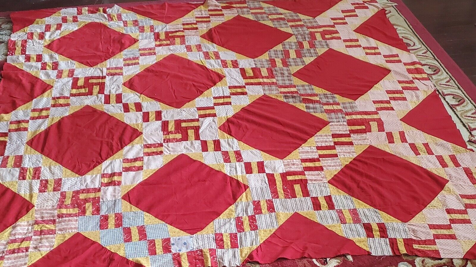 1800's Patchwork Quilt Top Antique Textile