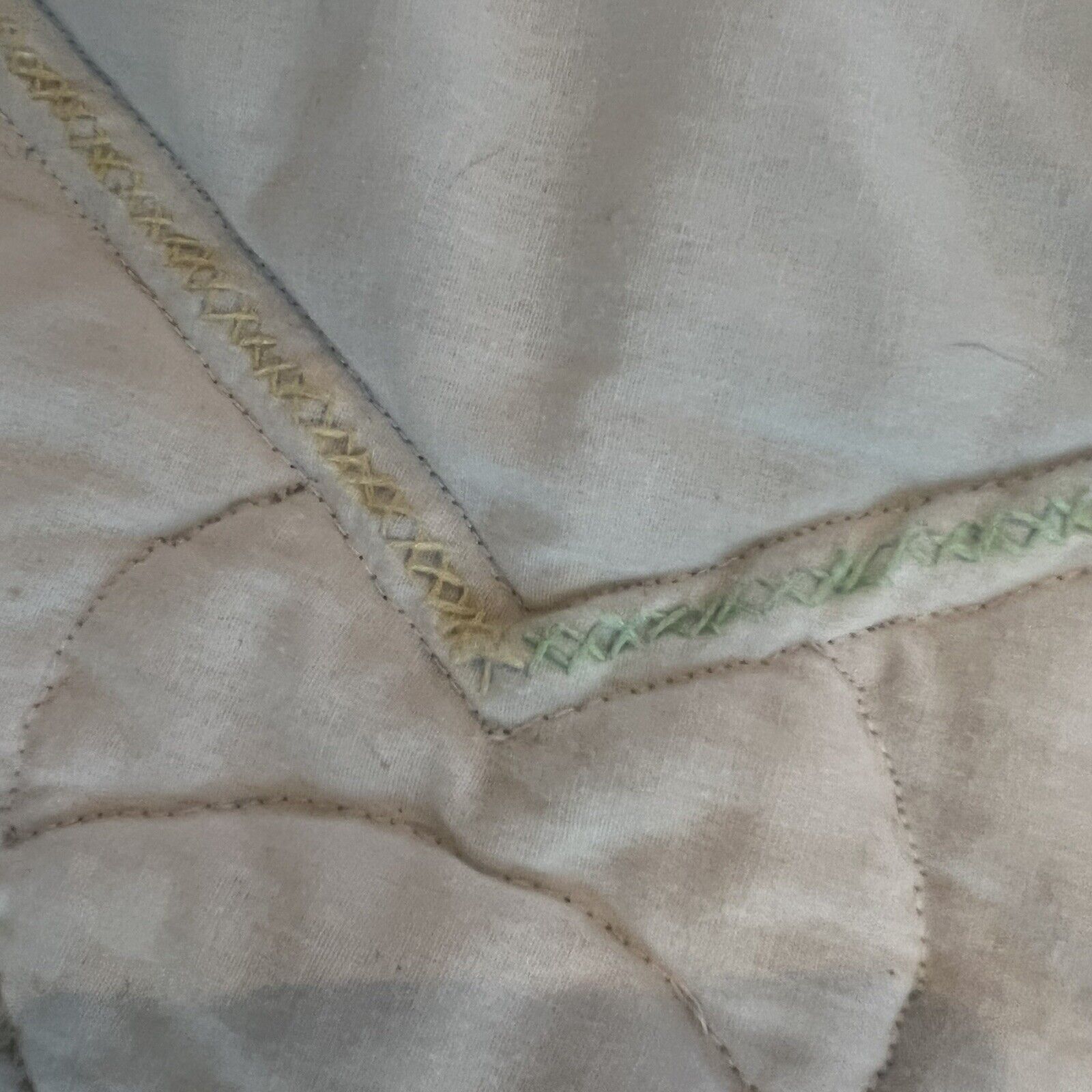 Antique Handmade Bear Quilted Crib Blanket 44x32