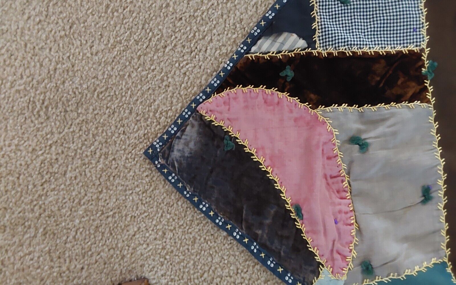 Antique Early 1900s Crazy Quilt 82x66