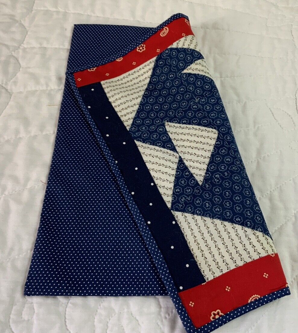 Early 1900s Vintage Navy & Red Quilt Topper