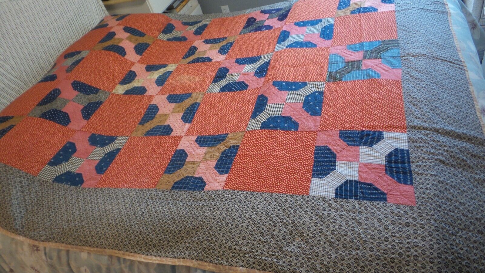 Victorian Bowtie Quilt, Calico & Chintz, 72"x61
