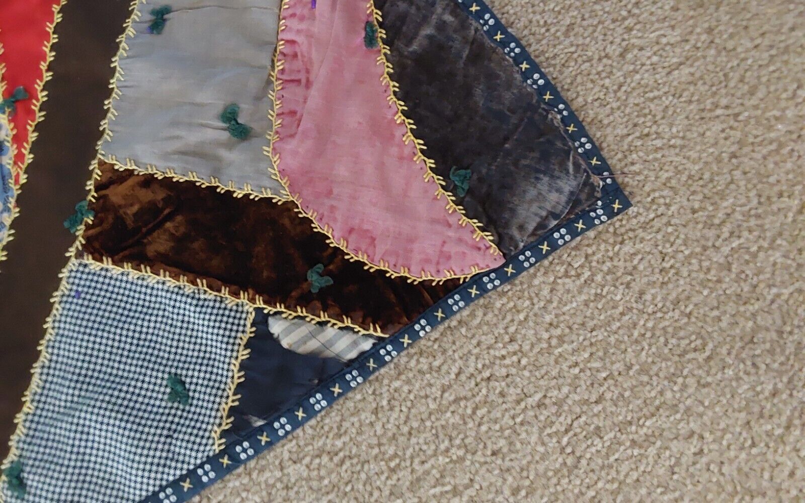Antique Early 1900s Crazy Quilt 82x66