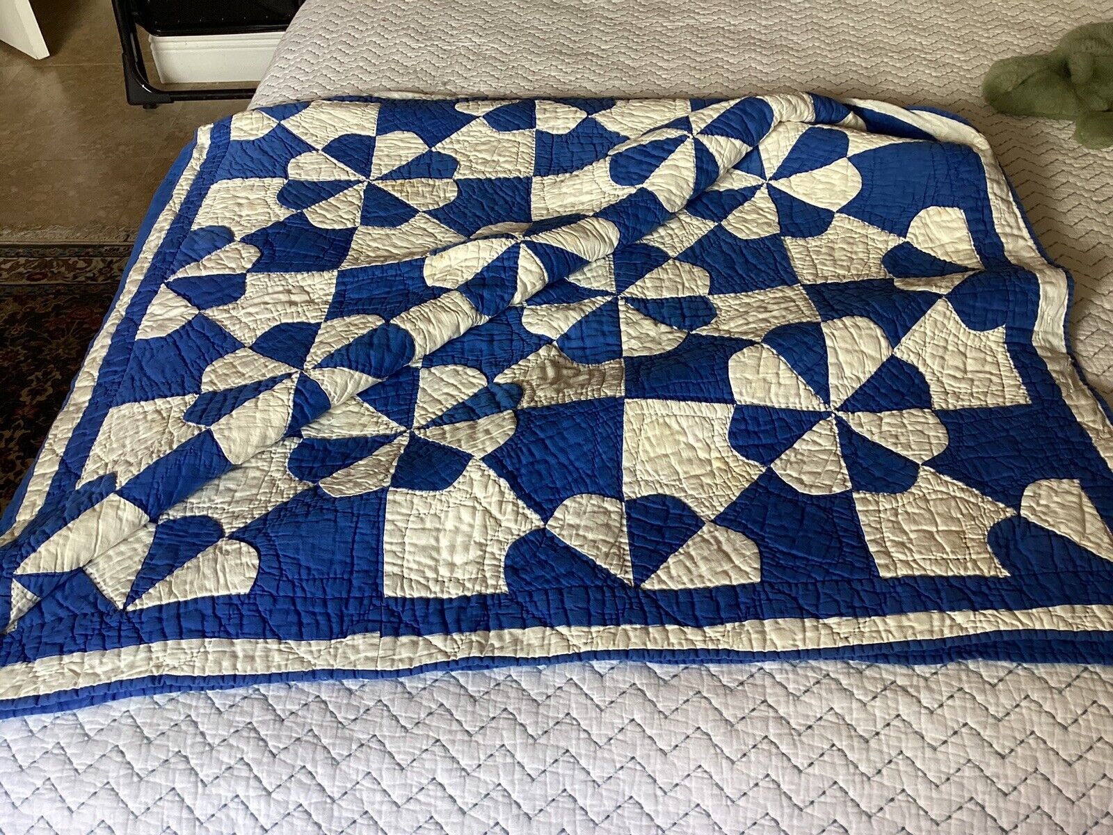 1900s Antique Blue and White Quilt by BURMA PURDY