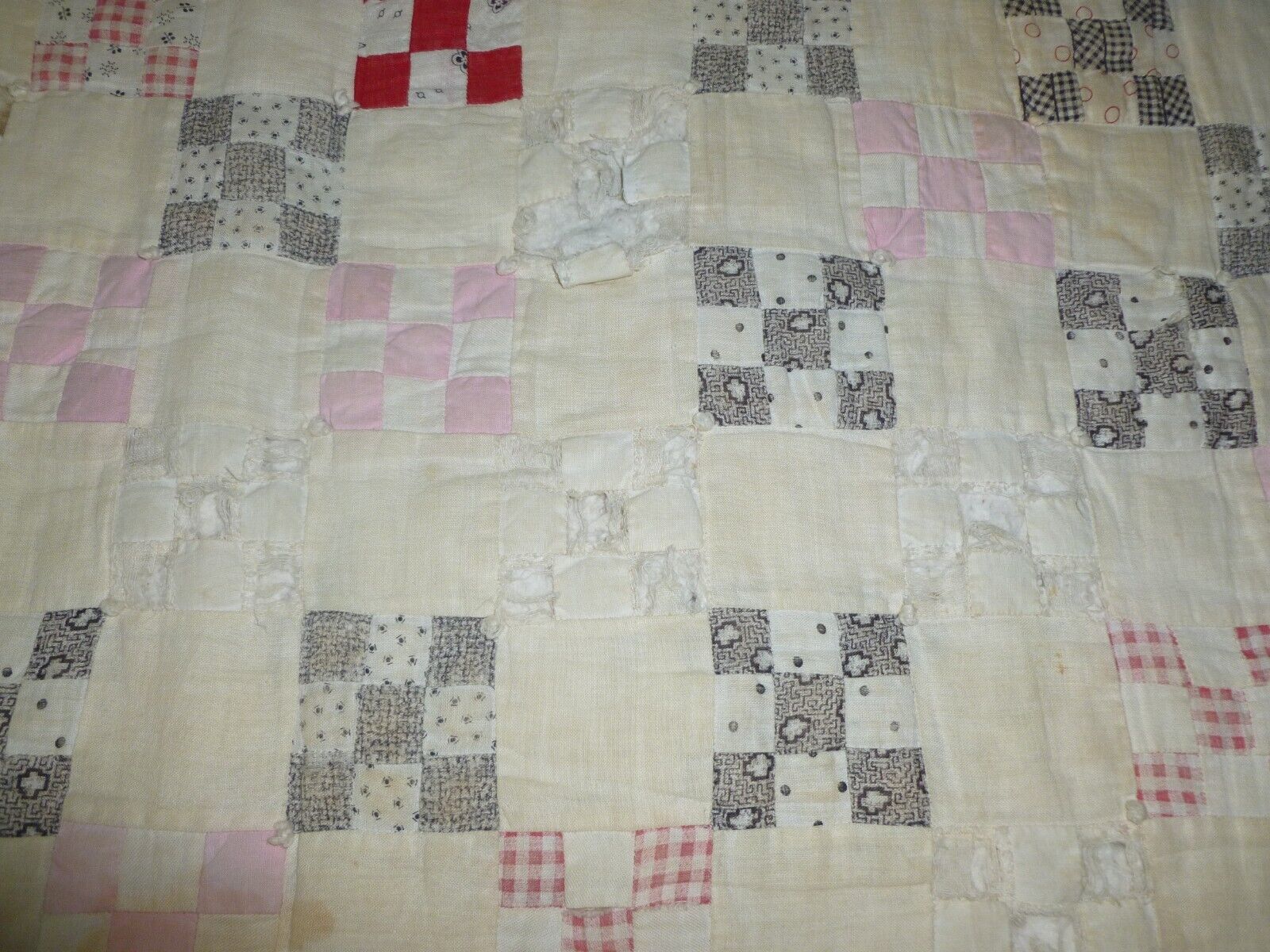 Early 1900s Nine Patch Antique Quilt