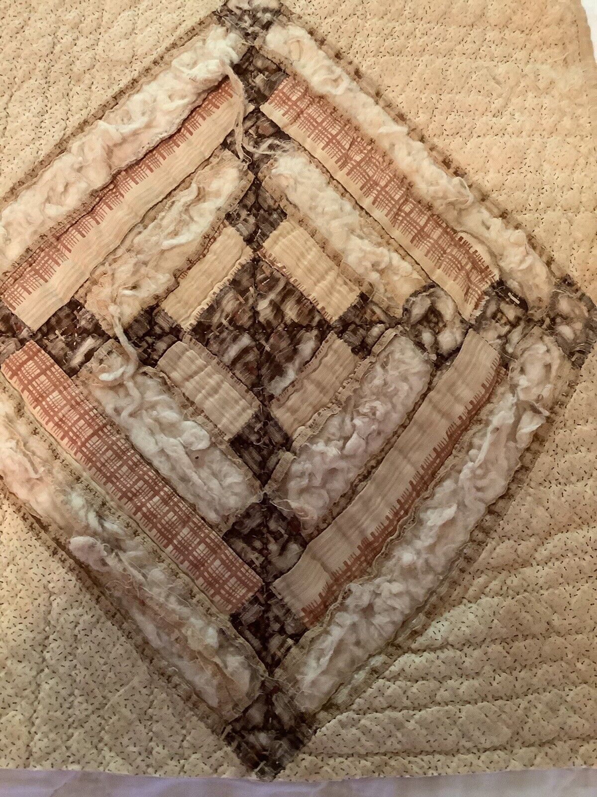 Vintage Hand Quilted Patchwork Cutter Quilt 1800s-1900s