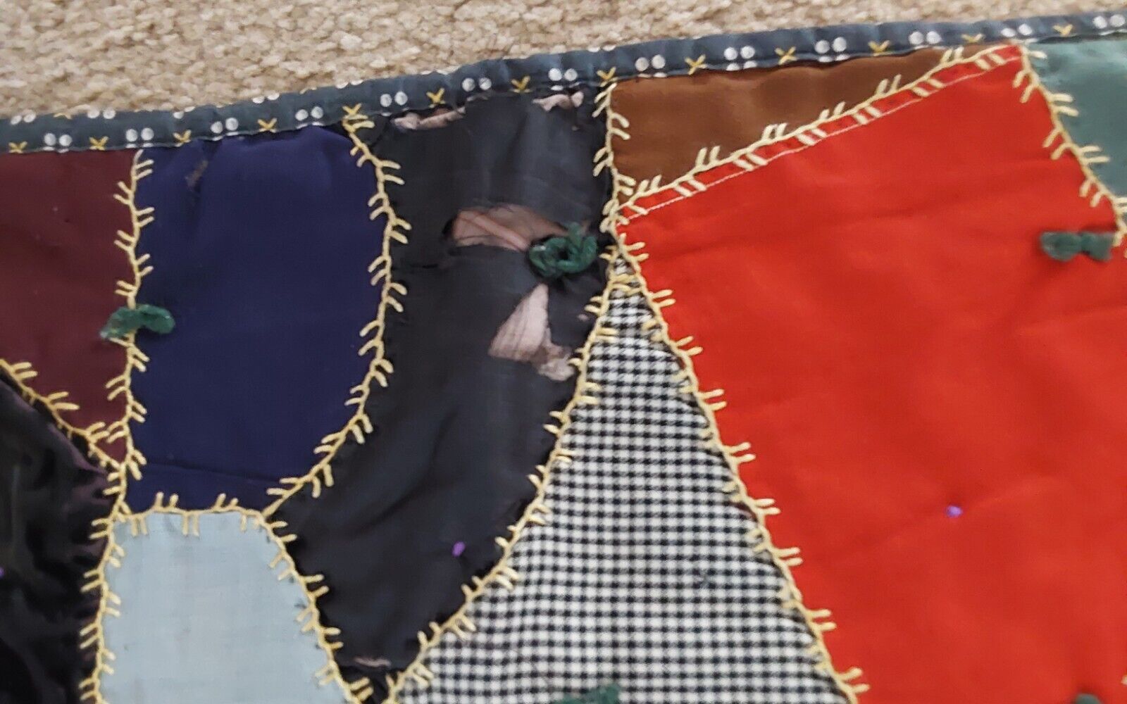 Antique Early 1900s Crazy Quilt 82x66