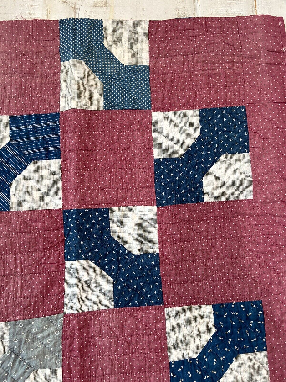 Vintage Bow Tie Quilt Piece, 23”x26”