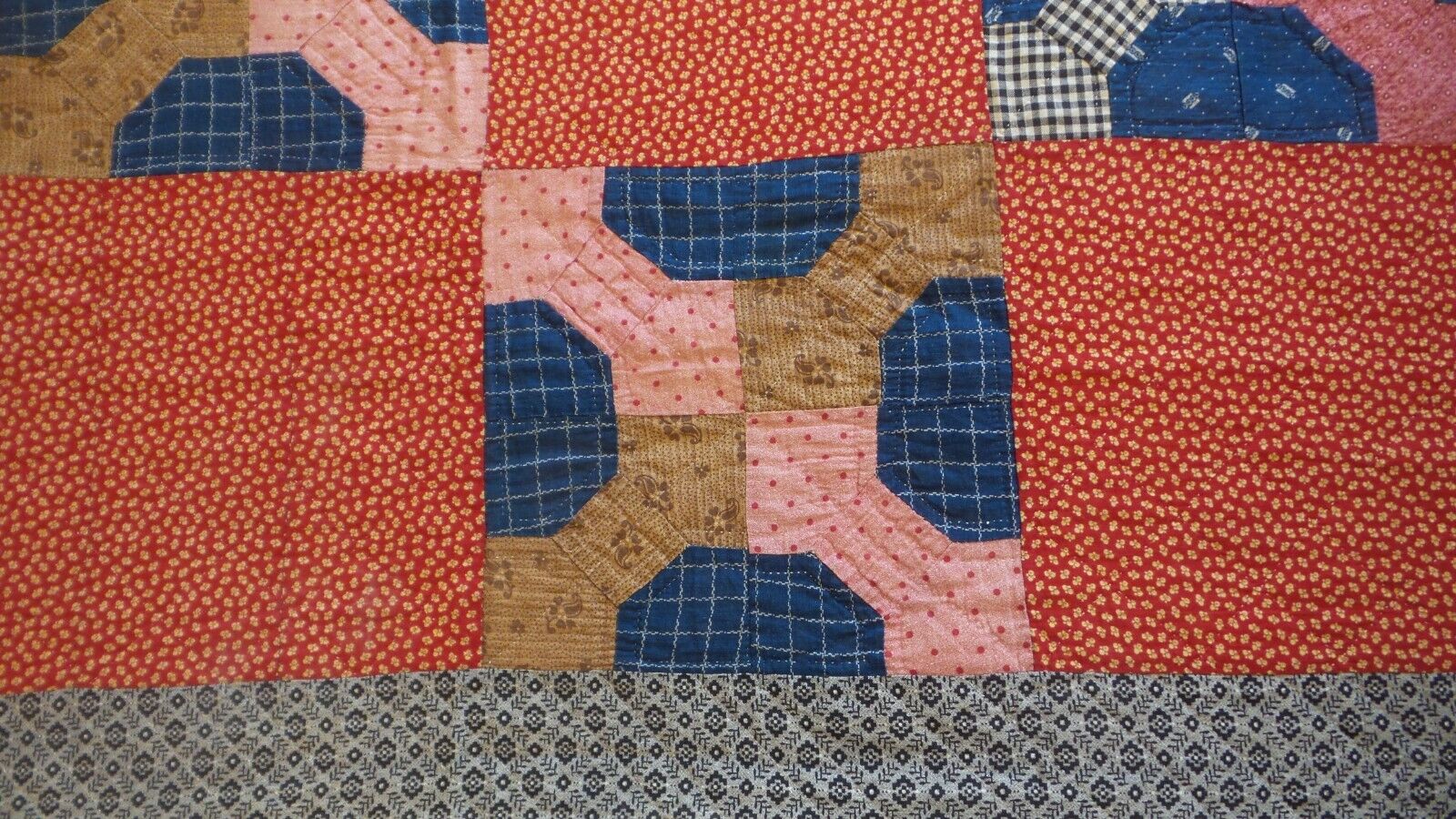 Victorian Bowtie Quilt, Calico & Chintz, 72"x61
