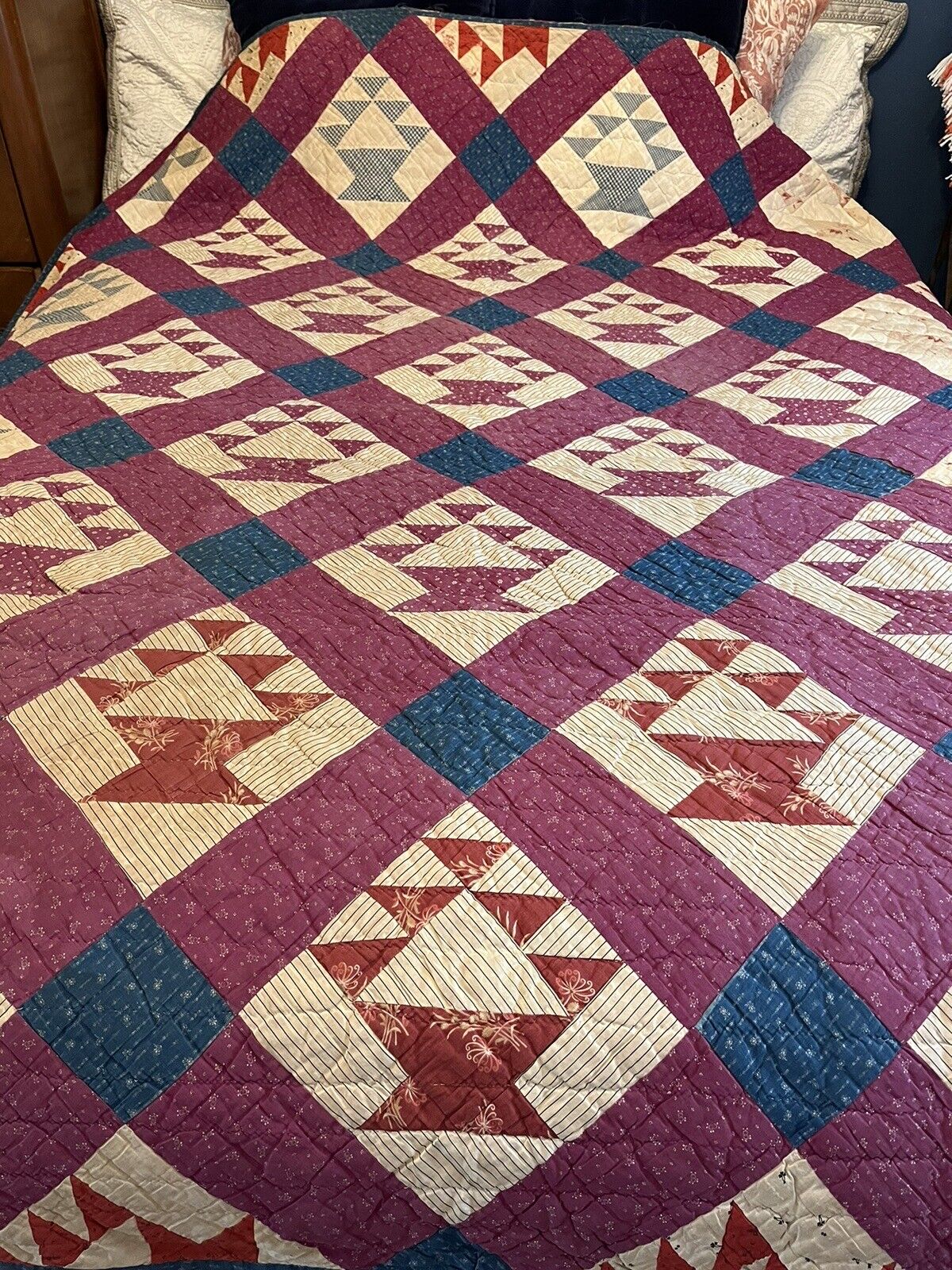 1800s Calico Americana Handmade Quilt