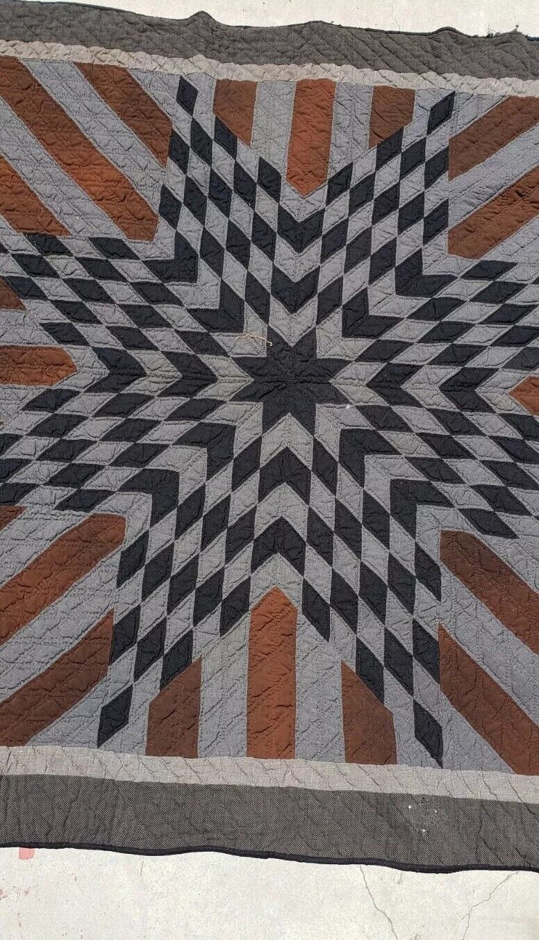 Rare 1800s Amish Star Quilt in Wool