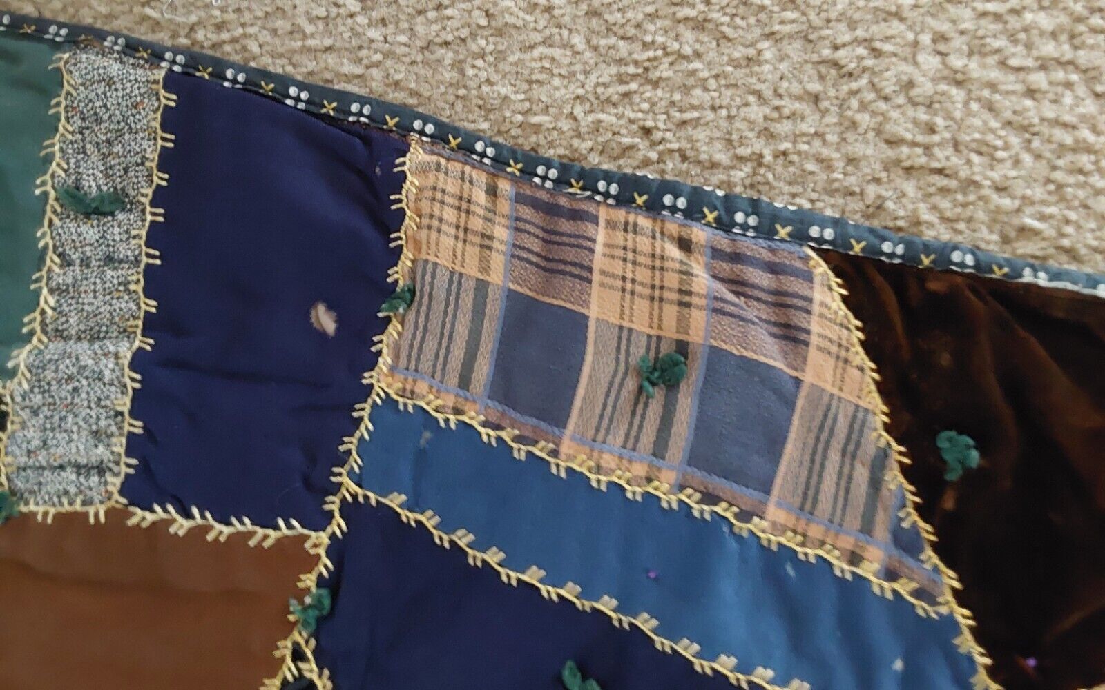 Antique Early 1900s Crazy Quilt 82x66