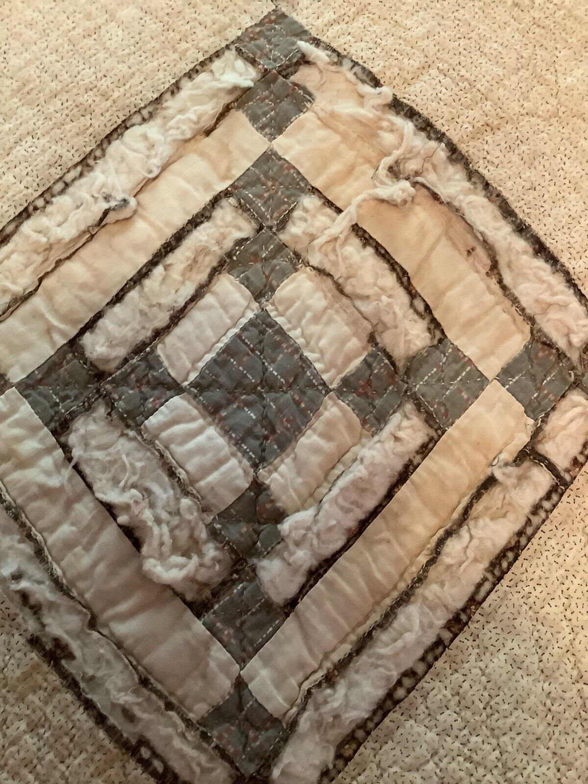 Vintage Hand Quilted Patchwork Cutter Quilt 1800s-1900s