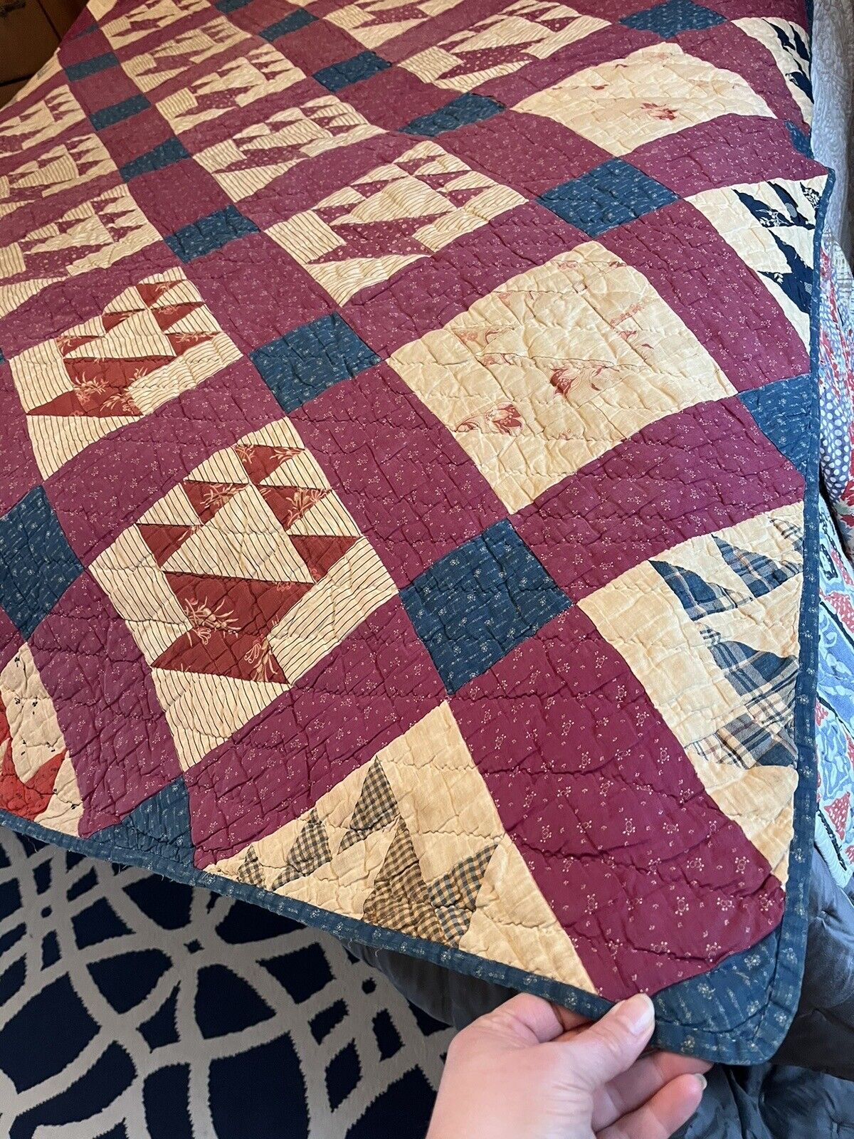 1800s Calico Americana Handmade Quilt