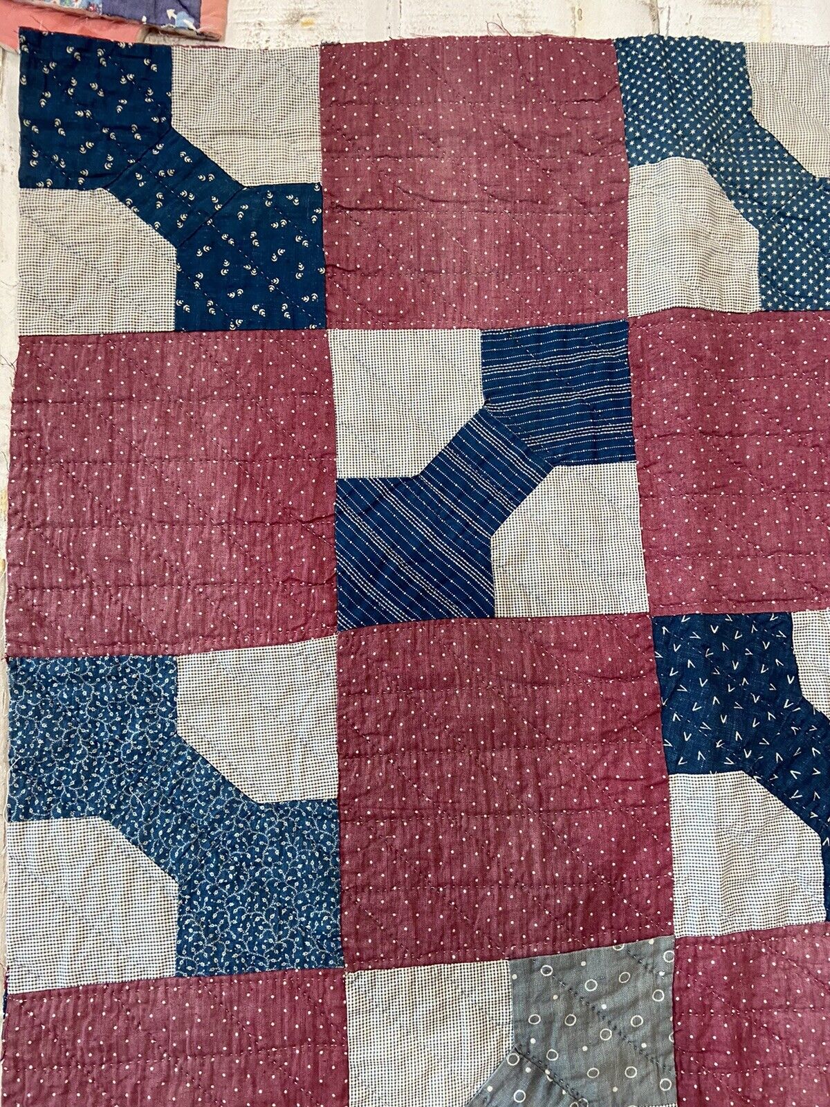Vintage Bow Tie Quilt Piece, 23”x26”