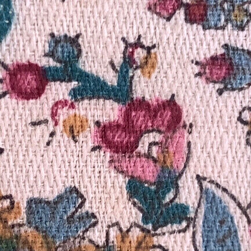 19th Century Antique Fabric: Roses & Paisley Print