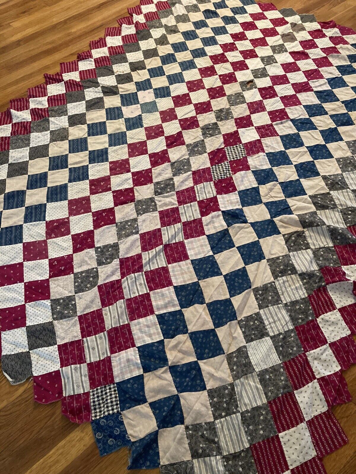 1800s Antique Patchwork Quilt Top with Calicos
