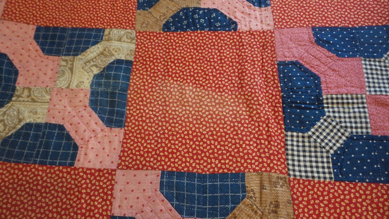 Victorian Bowtie Quilt, Calico & Chintz, 72"x61