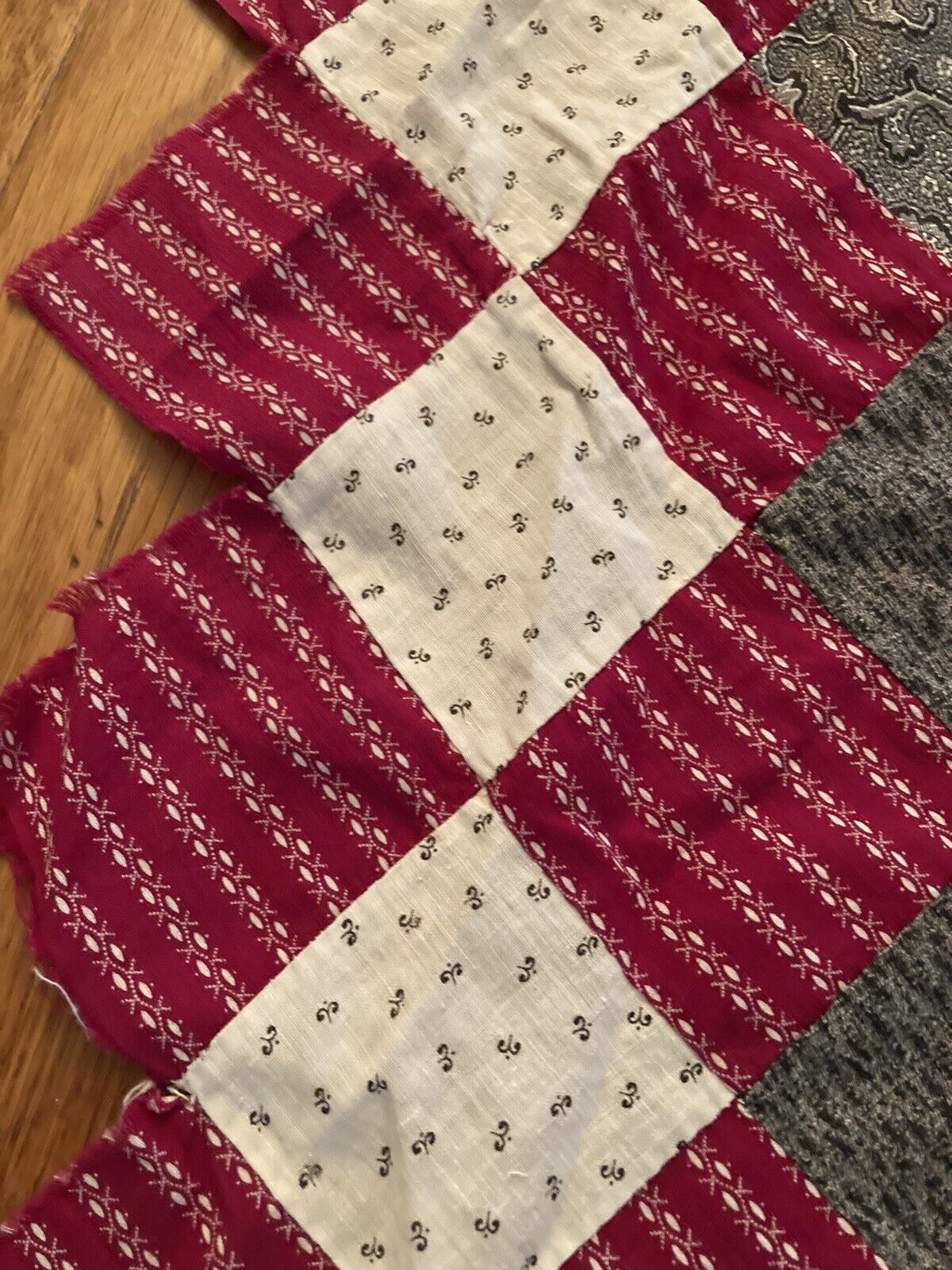 1800s Antique Patchwork Quilt Top with Calicos