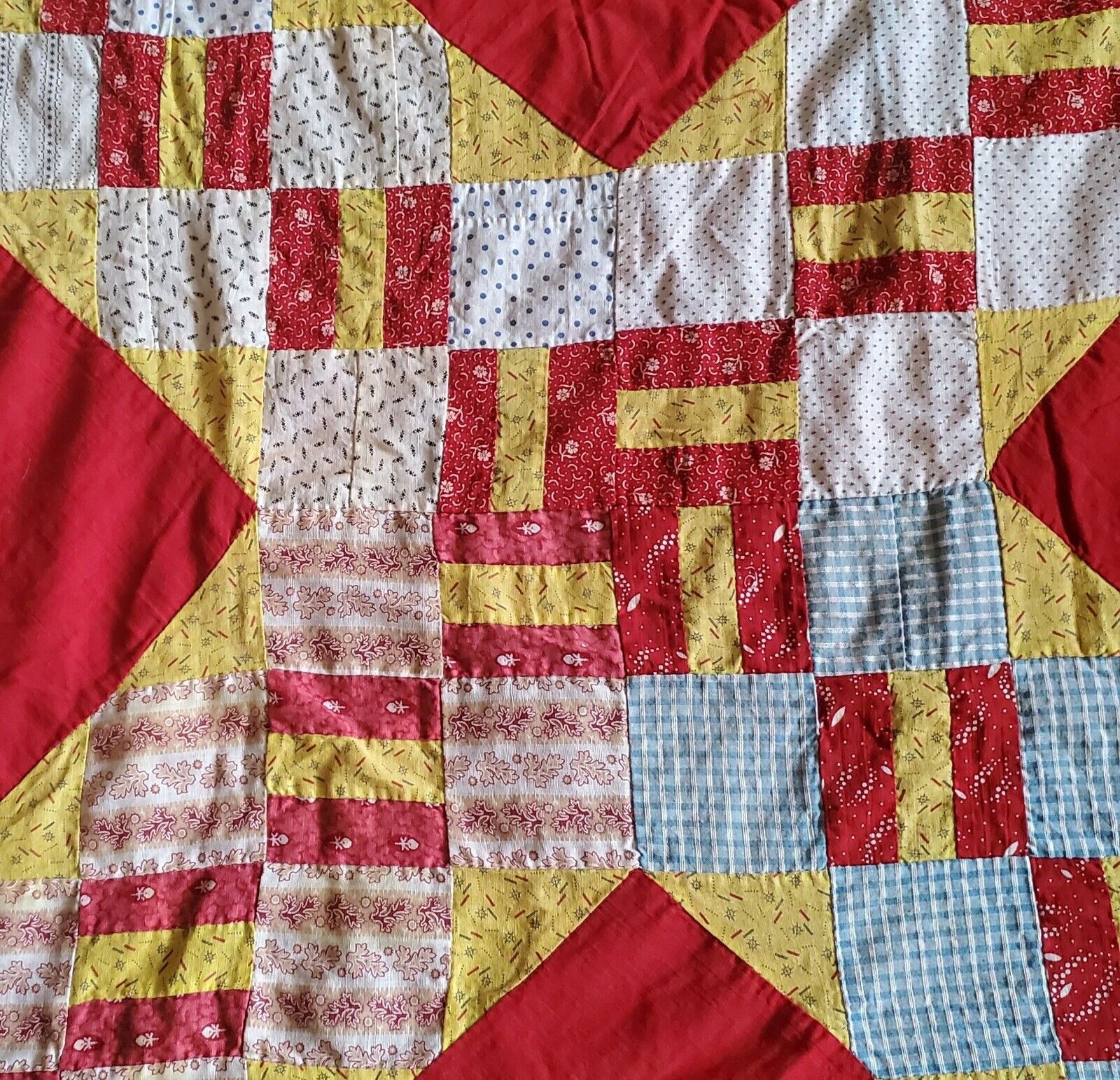 1800's Patchwork Quilt Top Antique Textile