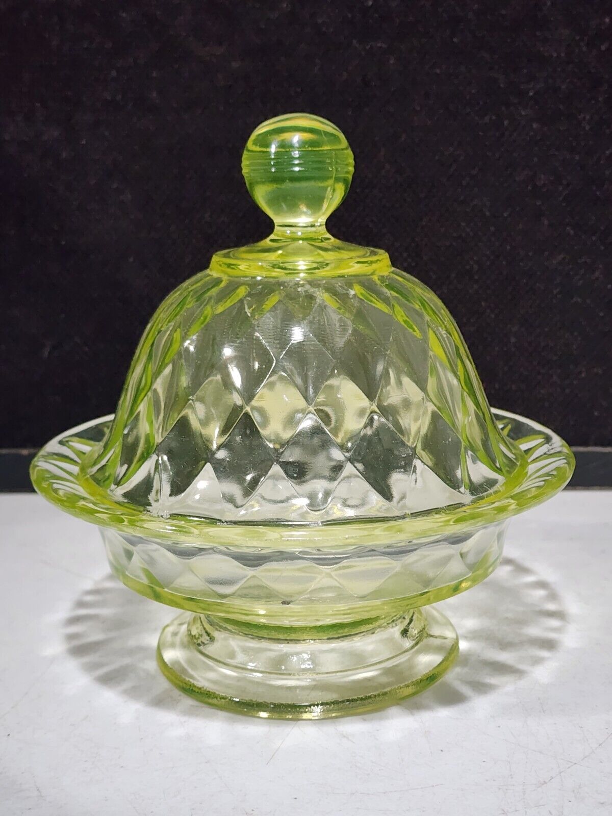 1800s Bryce Brothers Yellow Uranium Glass Compote