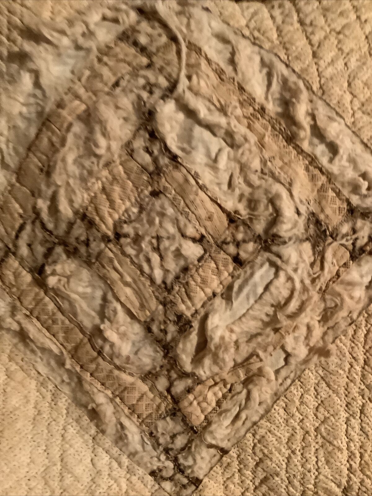 Vintage Hand Quilted Patchwork Cutter Quilt 1800s-1900s