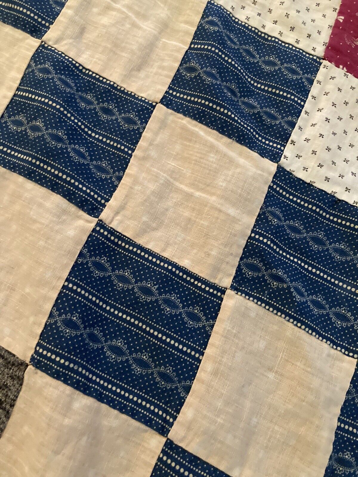 1800s Antique Patchwork Quilt Top with Calicos