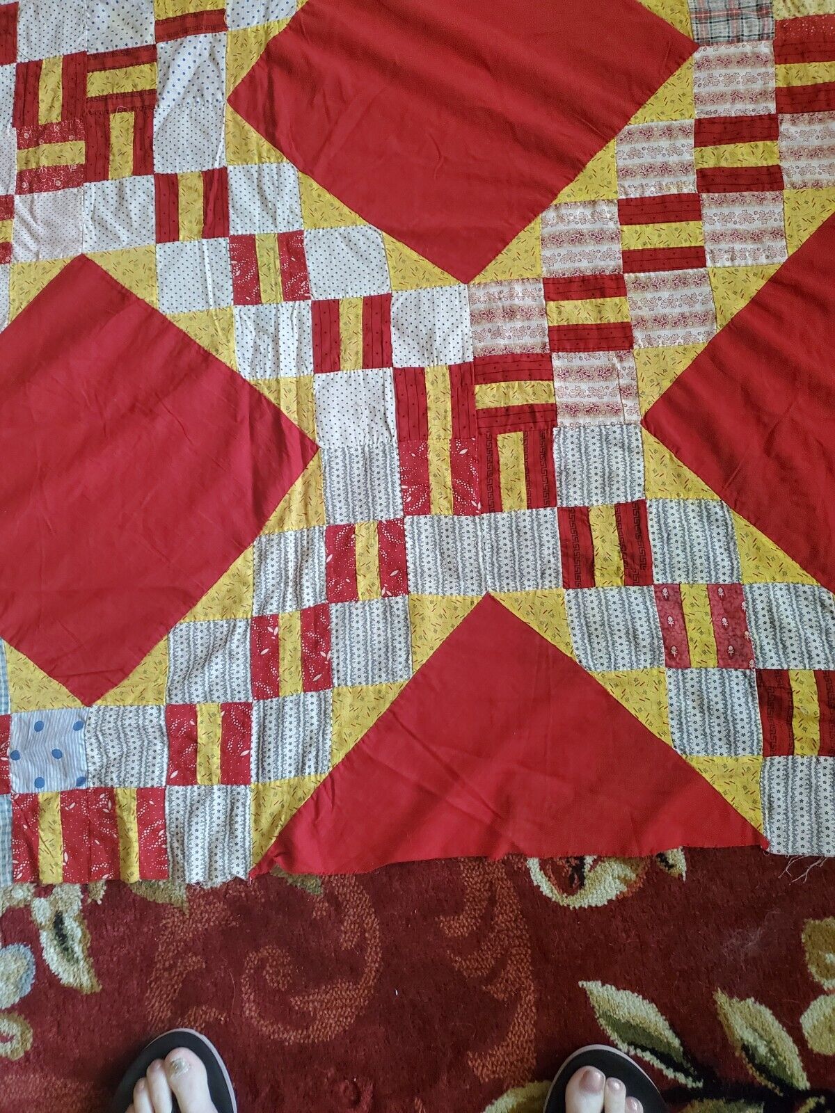 1800's Patchwork Quilt Top Antique Textile