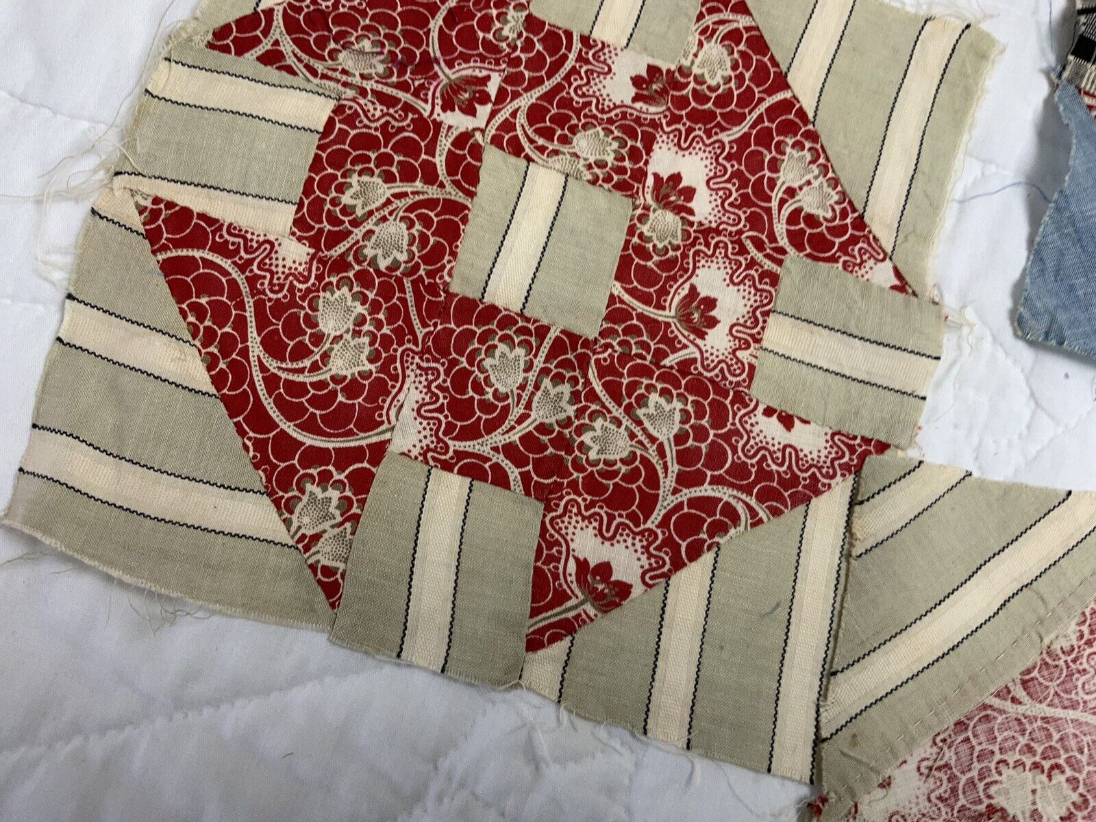 7 Vintage Churn Dash Quilt Patches, Early 1900s