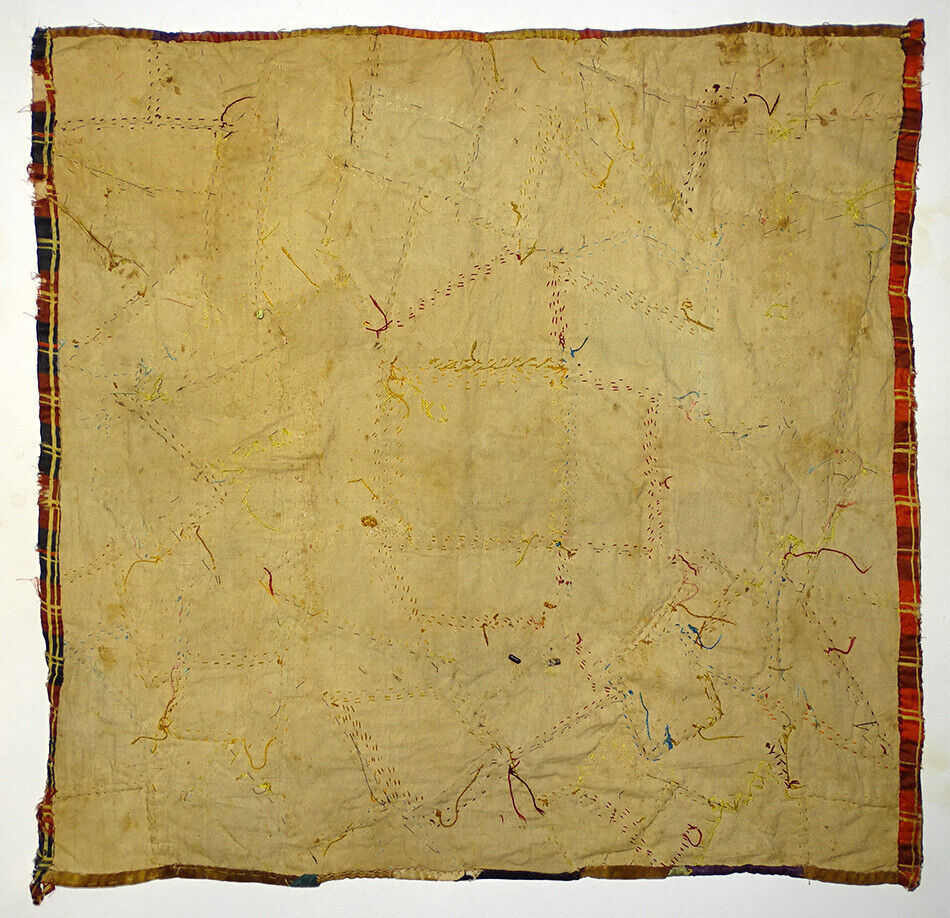 1800s Folk Art Handmade Embroidery Crazy Quilt