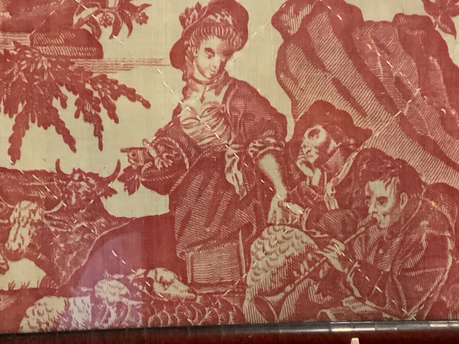 Framed Early 1800s French Toile Country Art