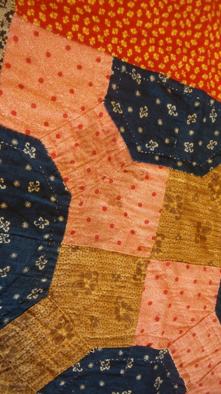 Victorian Bowtie Quilt, Calico & Chintz, 72"x61