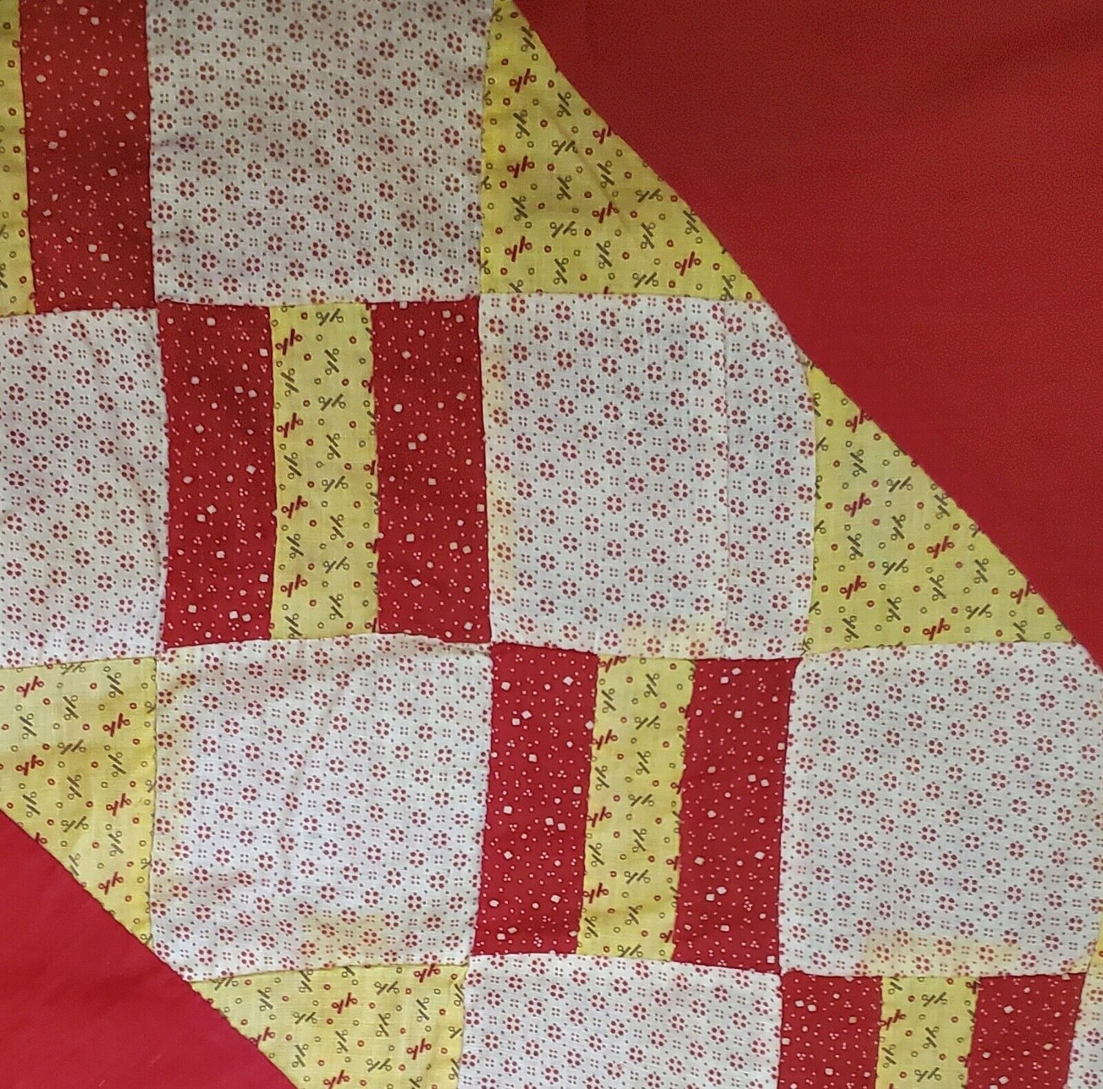 1800's Patchwork Quilt Top Antique Textile
