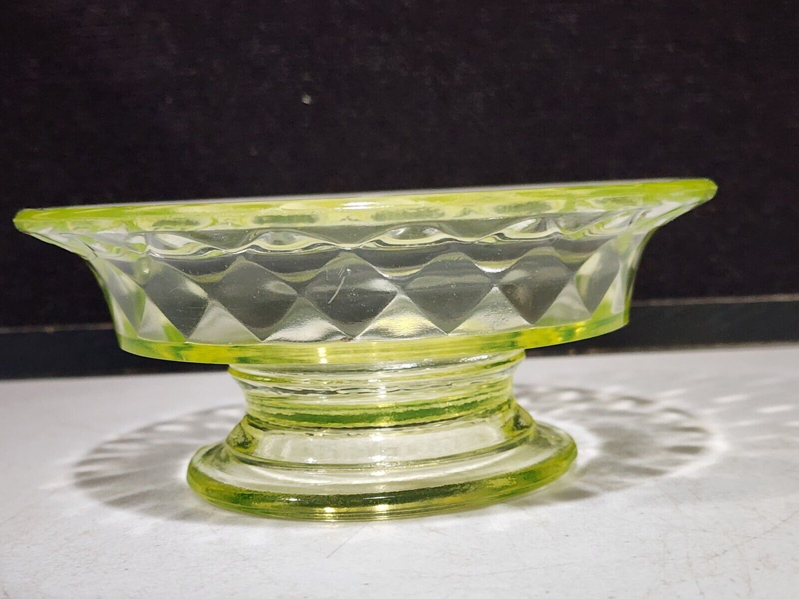 1800s Bryce Brothers Yellow Uranium Glass Compote