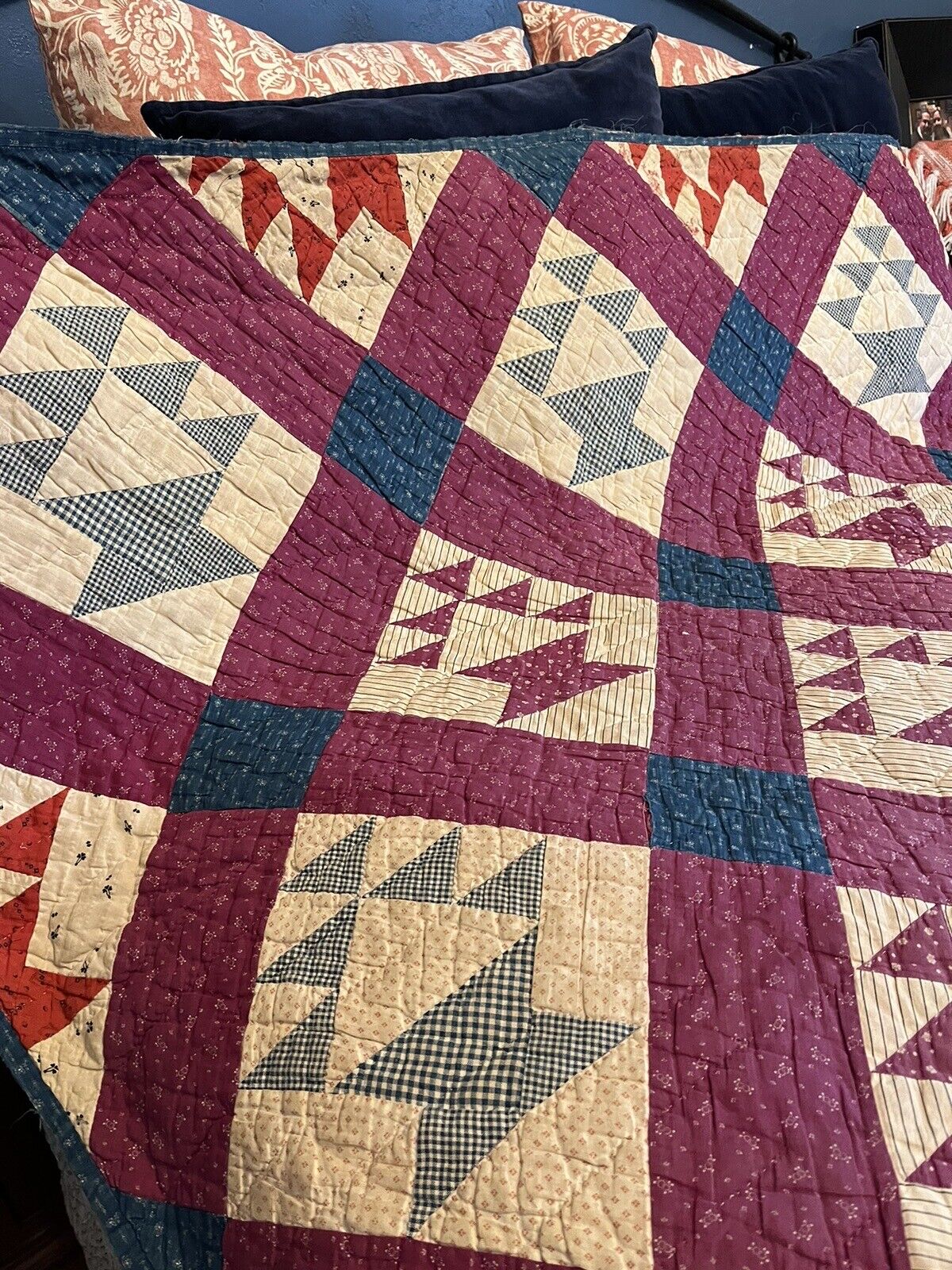1800s Calico Americana Handmade Quilt