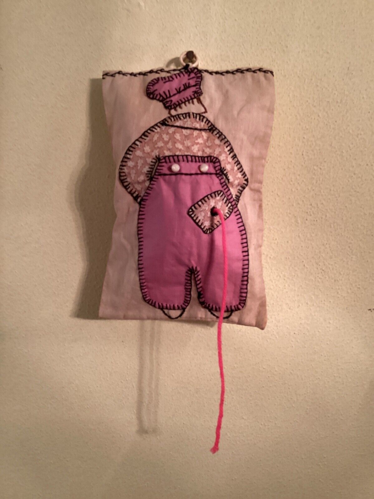 1800s Quilted String Bag - Flour Sack Design