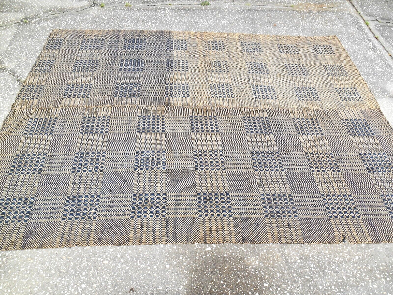 Early 1800s Handmade Loomed Quilt 74" x 99